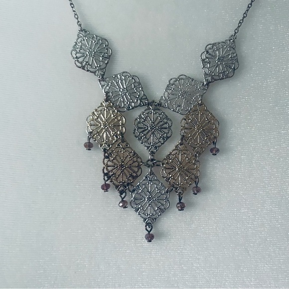 Express 3 tones Gold Rose Silver - Necklace VINTAGE - Picture 3 of 8